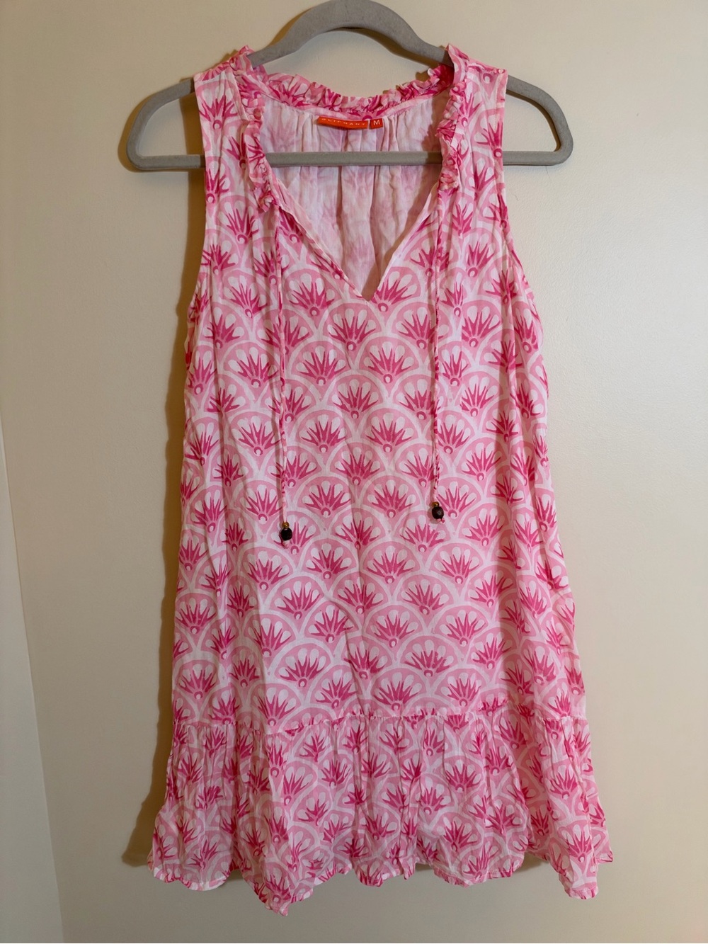 Oliphant Capella Pink Vibrant Patterned Cotton Sleeveless Swing Tent Dress
